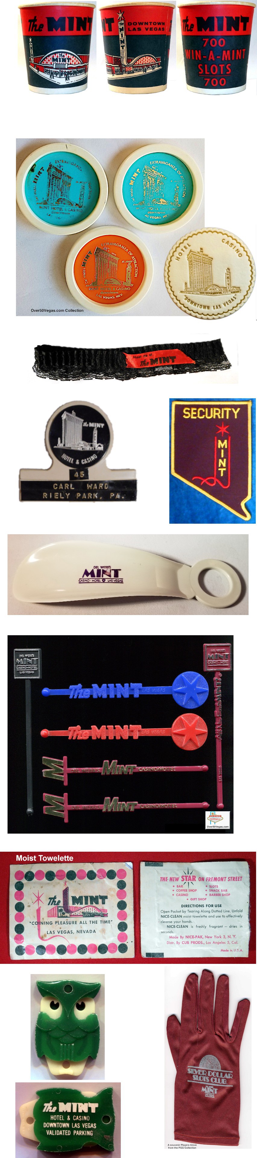 The mint Las Vegas had a lot of different souvenir giveaways.